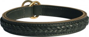 Wide 2 Ply Leather Choke Dog Collar for ROTTWEILER -C45   braidedChokeBrown 