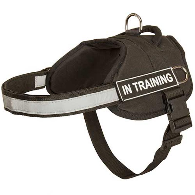 Nylon Rottweiler Harness with Reflective Strap for Training, Walking and Tracking