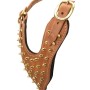 Brass Spiked Tan Leather Rottweiler Harness Y Shaped