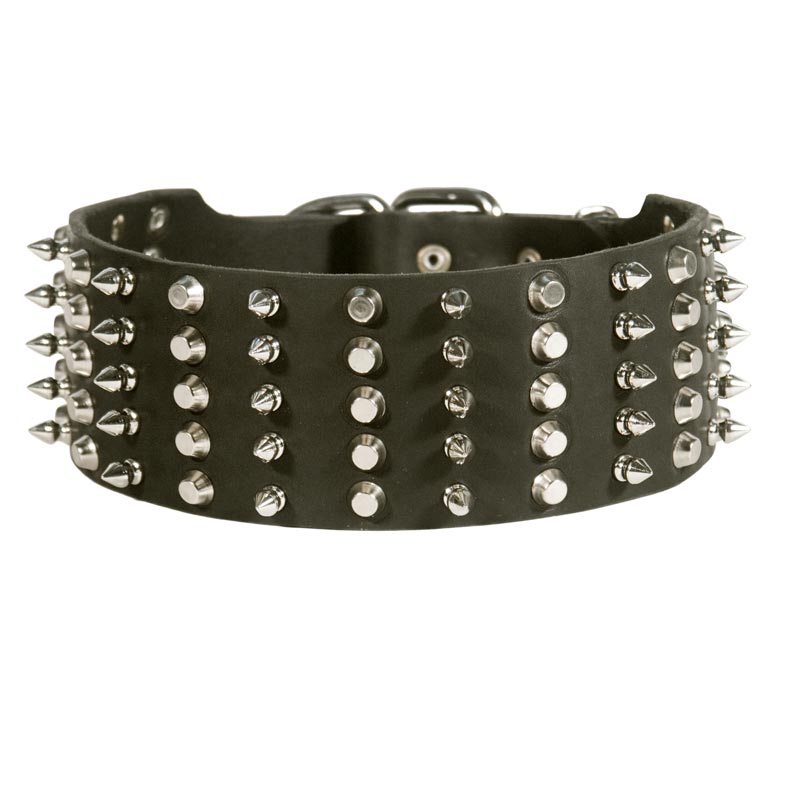 3 Inch Spiked and Studded Leather Rottweiler Collar