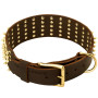 Extra Wide Spiked Leather Buckle Dog Collar Rottweiler