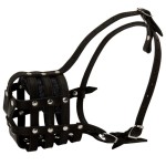 Leather Basket Cage Rottweiler Muzzle for Dog Walking Training