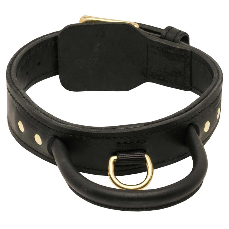 2 Ply Agitation Leather Rottweiler Collar with Super Strong Handle