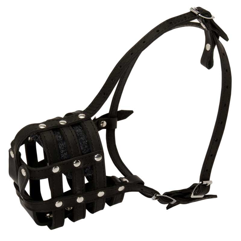 Light Weight Well-Ventilated Leather Basket Muzzle for Rottweiler