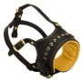 Nappa Leather Padded Rottweiler Muzzle with Studs