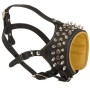 Nappa Padded Rottweiler Muzzle with One Row of Studs