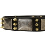 Rottweiler Leather Dog Collar with Studs and Plates