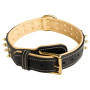 Walking Rottweiler Spiked Leather Dog Buckle Collar