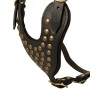 Y-Shaped Studded Chest Plate Black Color Harness for Rottweiler Dog Store